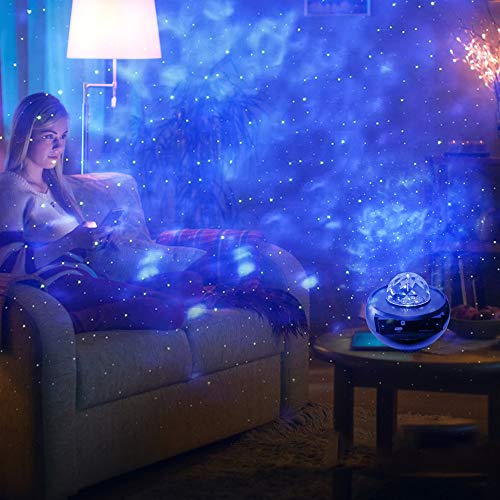 Honelife Projetor de Luz Noturna com Controle Remoto, 9 modos diversos de iluminação, 3 níveis de br