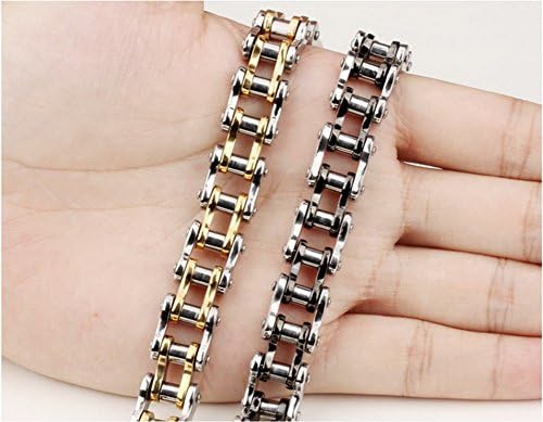 JewelryWe Mens Stainless Steel Punk Rock Mechanical Style Bicycle Biker Chain Bracelet List Wrist
