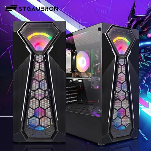 Image of STGAubron Gaming PC Desktop Computer, AMD Ryzen 3 3200G 3.6 GHz, Radeon RX 580 8G, 16G RAM, 512G SSD, WiFi 6, BT 5.0, RGB Fan x 4, Windows 11 Home