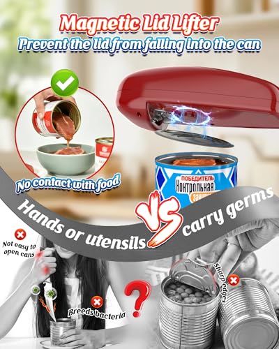 Rechargeable Electric Can Opener Auto Stop Can Opener for Kitchen for Seniors, Arthritis and Mum One Touch Button Electric Tin Openers Jar Opener No Sharp Edges and Without Hurting Hands USB Cable - Image 4