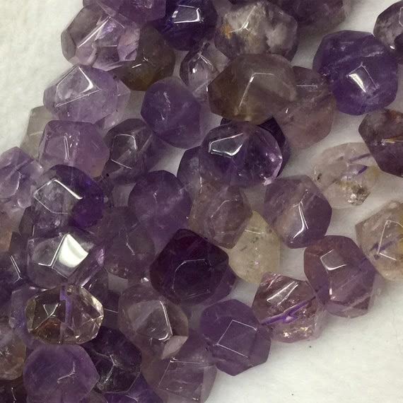 Ametrine perles de pierre violet jaune facette libre 11x15mm pour collier