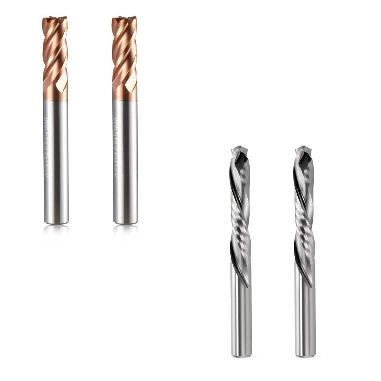 6mm CED Fräser Schaftfräser Hartmetall 4-Flöte, 2 Stücke TiSiN Coat Spiralfräser Bit & 8mm Schaft Kompression CNC Fräser Schaftfräser 2 Stücke, 2-Flöte Spiralnutfräser 42mm Schnittlänge Up&Down Cut
