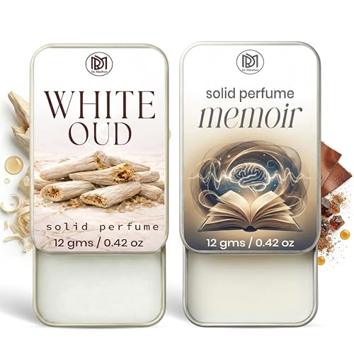 Image of Dr.Mashur Solid Perfume |White Oud&Memoir Alcohol Free Wax Perfume Balm, Long Lasting | Pocket Tin 12g, Pack Of 2| Non Greasy Smooth Glide, Travel Friendly Men And Women