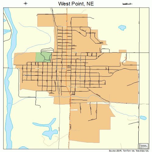 Large Street & Road Map of West Point, Nebraska NE Printed poster