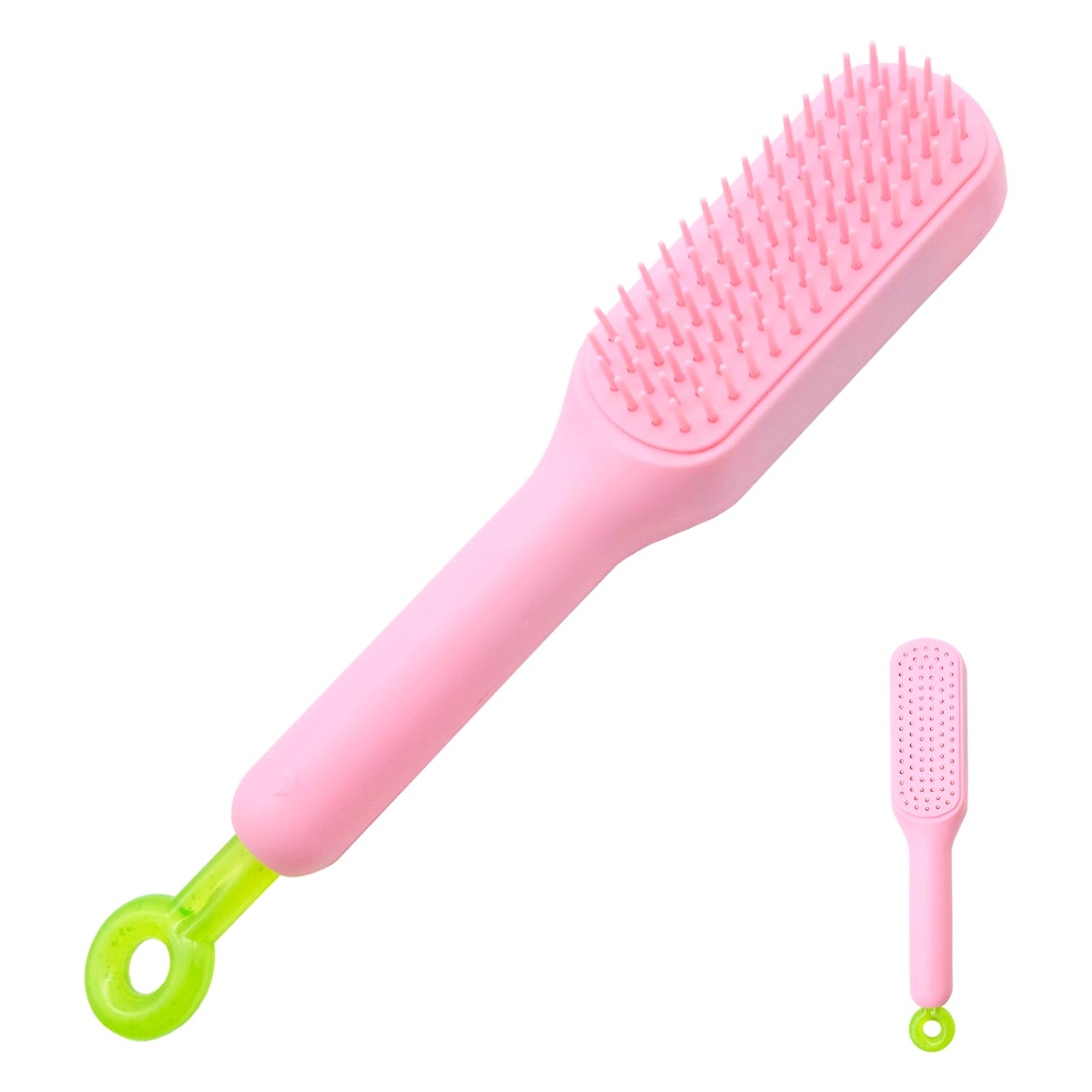 Pink Detangling Hair Brush with Soft Silicone Bristles, Reduce Breakage & Frizz for Women with Long Thick, Curly or Wavy Hair