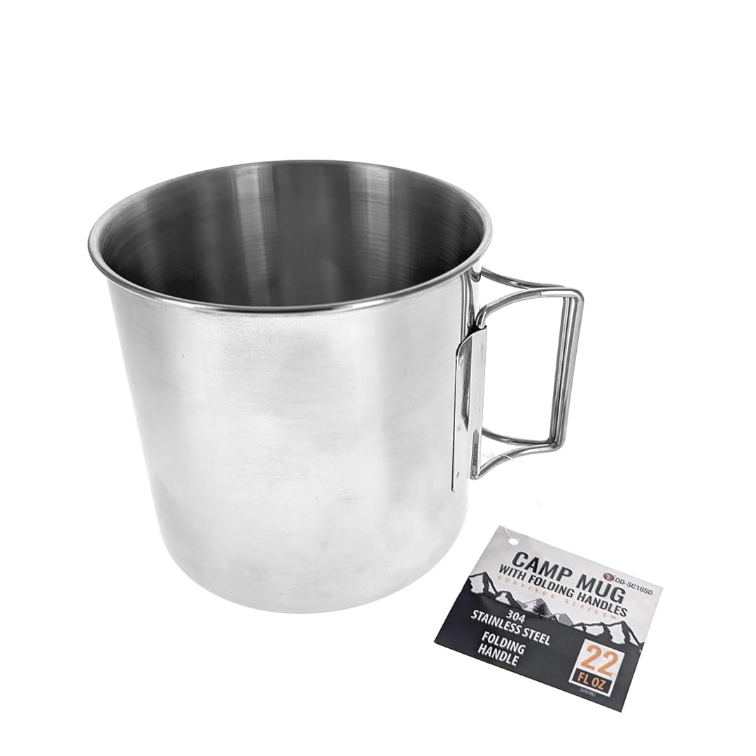 ステンレススチール クラシックカーブハンドルクロモリ350 Amazon.com: SE 22 FL Oz Stainless Steel Camp Mug with Folding