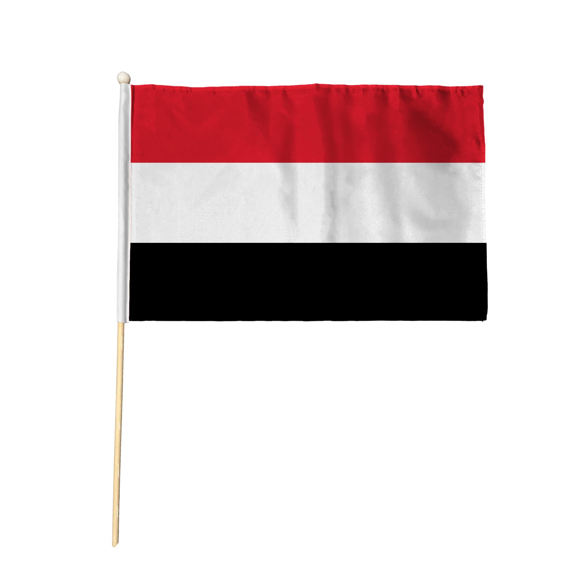 Flagtex Yemen Pack of 12 Hand Waving Flag (9x6 Inch) - Premium Wooden Stick Hand Flag 9x6 Inch Natural Wood Pole Yemeni National Flag Events Parades Celebrations International Sports — image 1