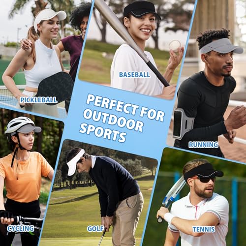 Image of Sukeen Sports Sun Visor for Men Women, Lightweight Adjustable Visor Hat, Reflective Running Tennis Golf Visor, Sunglass Slots