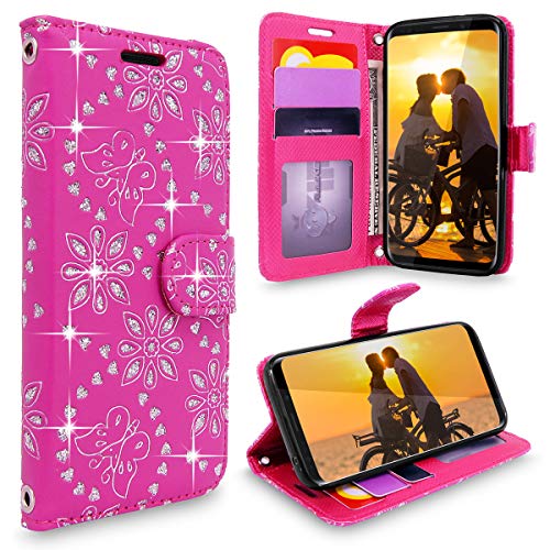 Cellularvilla Galaxy S9 Wallet Case, Wallet Series [Folio Cover] [Stand Feature] Credit Card Holder Slot Flip Case Protective PU Leather with Magnetic Closure for Samsung Galaxy S9 (Pink Glitter)