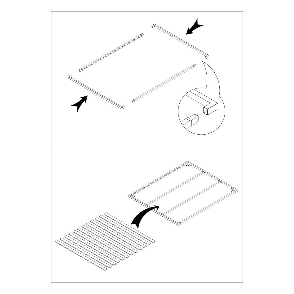 Rete matrimoniale a doghe smontata RETEKIT160CONT per letto contenitore 160x190 con ferma materassi, rete letto matrimoniale, supporto ortopedico a doghe