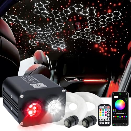 Image of Starlight Headliner Kit,Twinkle + Music Sync Dual Color Fiber Optic Star Ceiling Lights with APP Remote Control, RGBW Star Lights for Car /Home Ceiling Decor, 1200pcs 13.1ft