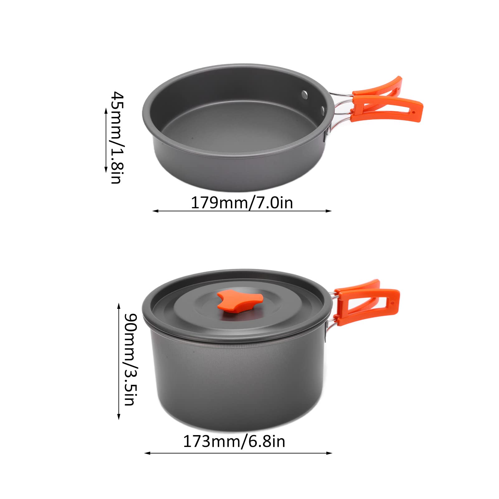 equlup Camping Cookware Set, Aluminum Alloy Teapot Cookware Combination Portable Outdoor Pot and Teapot Set Anti Slip Pot Tableware for 2?3 Persons