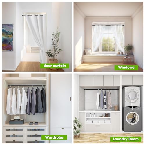 Image of Tension Curtain Rod 2Pack Black Tension Rod Adjustable Curtain Rod No Drilling Tension Rods for Windows 28 to 48 Inch Curtain Rods Expandable Pressure Tension rods for Closet