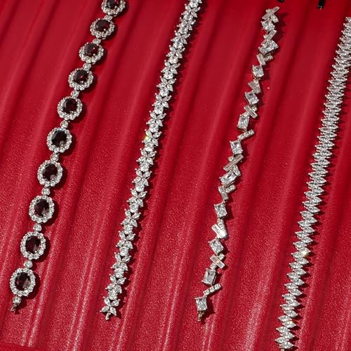 Luxury Leather Jewelry Tray Necklace Display Tray Jewelry Organizer Drawer Necklace Bracelet Holder Organizer Tray Stackable Jewelry Trays Necklace Bracelet Display Storage (Red)