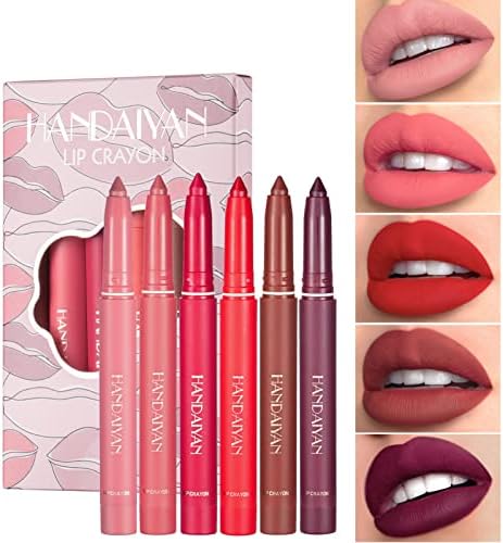 KTouler 6 Colors Matte Lip Liner Pencil Set, Smooth Waterproof Long Lasting Non-Stick Cup Velvet Lipstick Gift Makeup Set for Women and Girls(B)