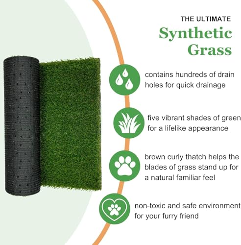 Image of Porch Potty Small Indoor & Outdoor Dog Potty System with Artificial Grass, Quick-Draining Base & Drainage Hose - Reusable Dog Grass Pad for Apartments, Balconies, Patios & RVs