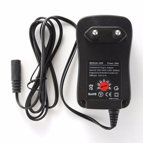 TOP CHARGEUR * Adattatore Caricatore Caricabatteria Alimentatore Universale 30W DC 3V 4.5V 5V 6V 7.5V 9V 12V USB Regolabile Multi-Spina