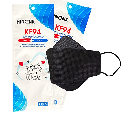 [HINCINK] KF94�}�X�N 30���� �ʕ 4�w�\�� �g���̂� �s�D�z�}�X�N ���̍\�� �ċz���₷�� ���g���t���ɂ��� �򖗖h�~ ���� ���o �ԕ� ���ח\�h �j�����p ���o�������S (�u���b�N, 30���)