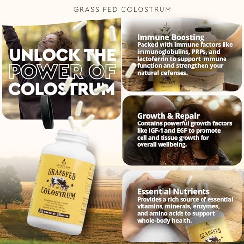 Ancestral Supplements Grass Fed Beef Colostrum Supplement, 3000 mg, Offers Immune Support and Promotes Gut Health, Athletic Performance, Healthy Iron Levels, Growth and Repair, Non GMO, 180 Capsules - Image 5