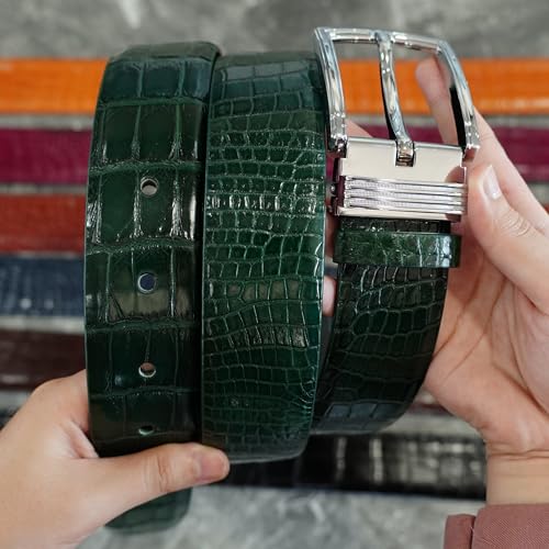 Image of vinacreations AIIigator Belt Leather Strap Belts 1.5 inch Width Adjustment Removal Buckle Jean Dress Croc Handmade