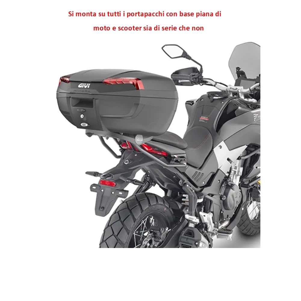COMPATIBILE CON YAMAHA T-MAX 560 BAULETTO PER MOTO SCOOTER VALIGIA E46 RIVIERA TOP CASE MONOLOCK 46LT BAULE CON PIASTRA E KIT UNIVERSALE PER PORTAPACCHI POSTERIORE
