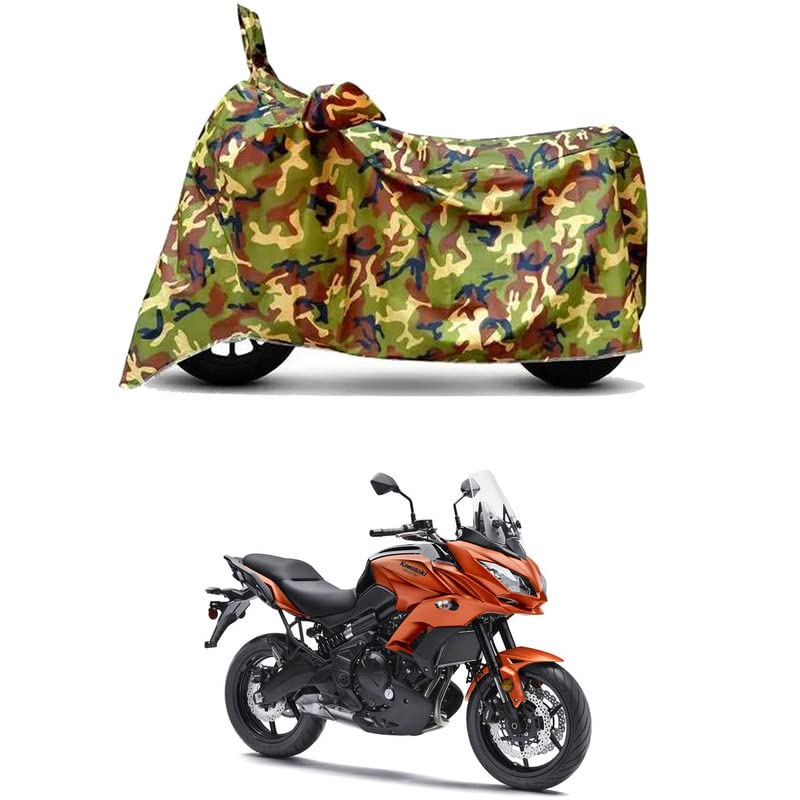 Image of Waterproof 100% PVC Coated Bike Scooty Two Wheeler Body Cover Compatible for KawasaVersys 650 ABS BS6 /UV-Rays /Heat Protection /Birds Dropping /Scratchproof /Dust Proof /All [6X6 Jungle Print]