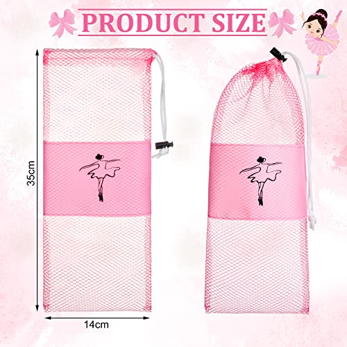 Shappy 4 Pcs Ballet Shoes Bag Pink Mesh Pointe Shoe Storage Ballet Dance Drawstring Pouch for Women Girls2