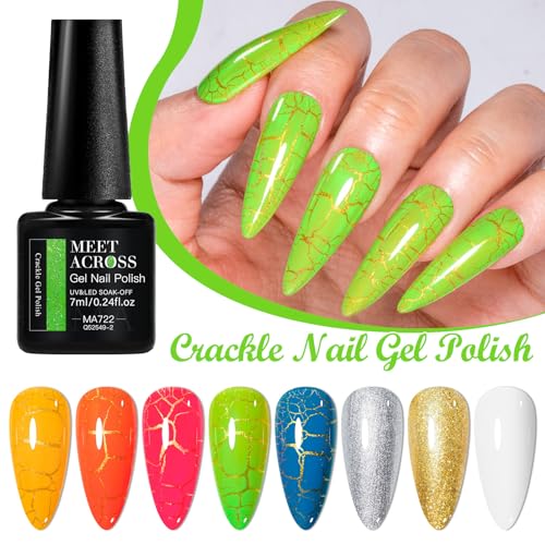 Set de Esmaltes Gel para Uñas MEET ACROSS 3D Crackle 8 piezas miniatura 5