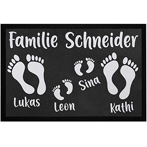 SpecialMe® Fußmatte mit Namen Familie personalisiert Fußabdrücke Vornamen Familienname...