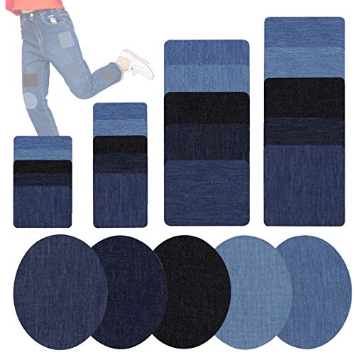 Patches zum aufbügeln in 5 Farben Baumwolle Flicken Bügelflicken Bügeleisen Denim Patches Jeans Reparatursatz Set Aufbügelflicken 25-teilig Cover