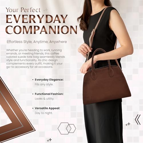 Image of Suede Hobo Tote Bag for Women - Stylish Slouchy Handbag, Leather Work Bag, Women's Handbags, Hobo Tote Bag for Travel&Office