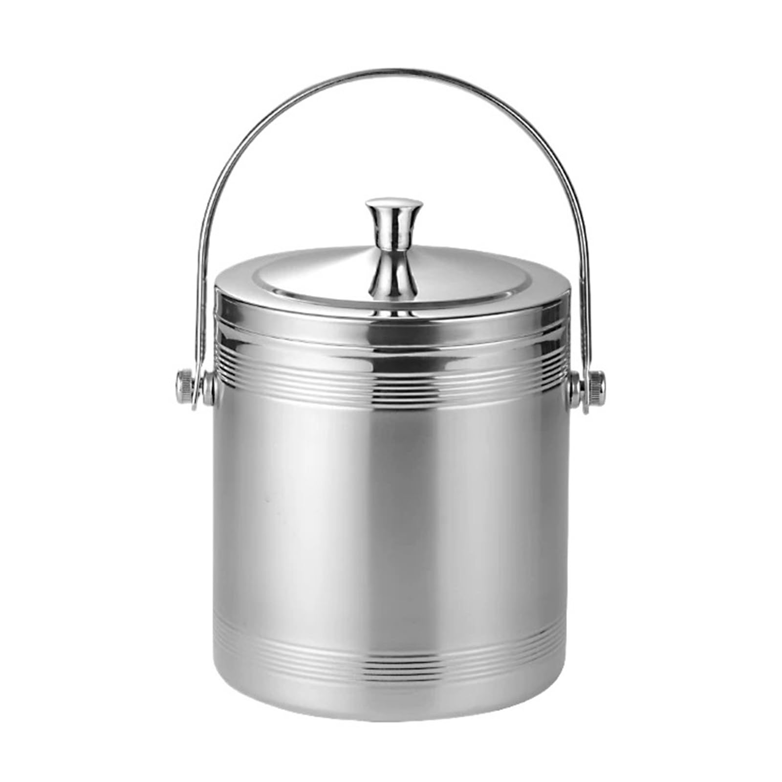 WANGHAI-666 Ice Buckets Stainless Steel Double Walled Ice Bucket with Lid and Tongs(Medium)
