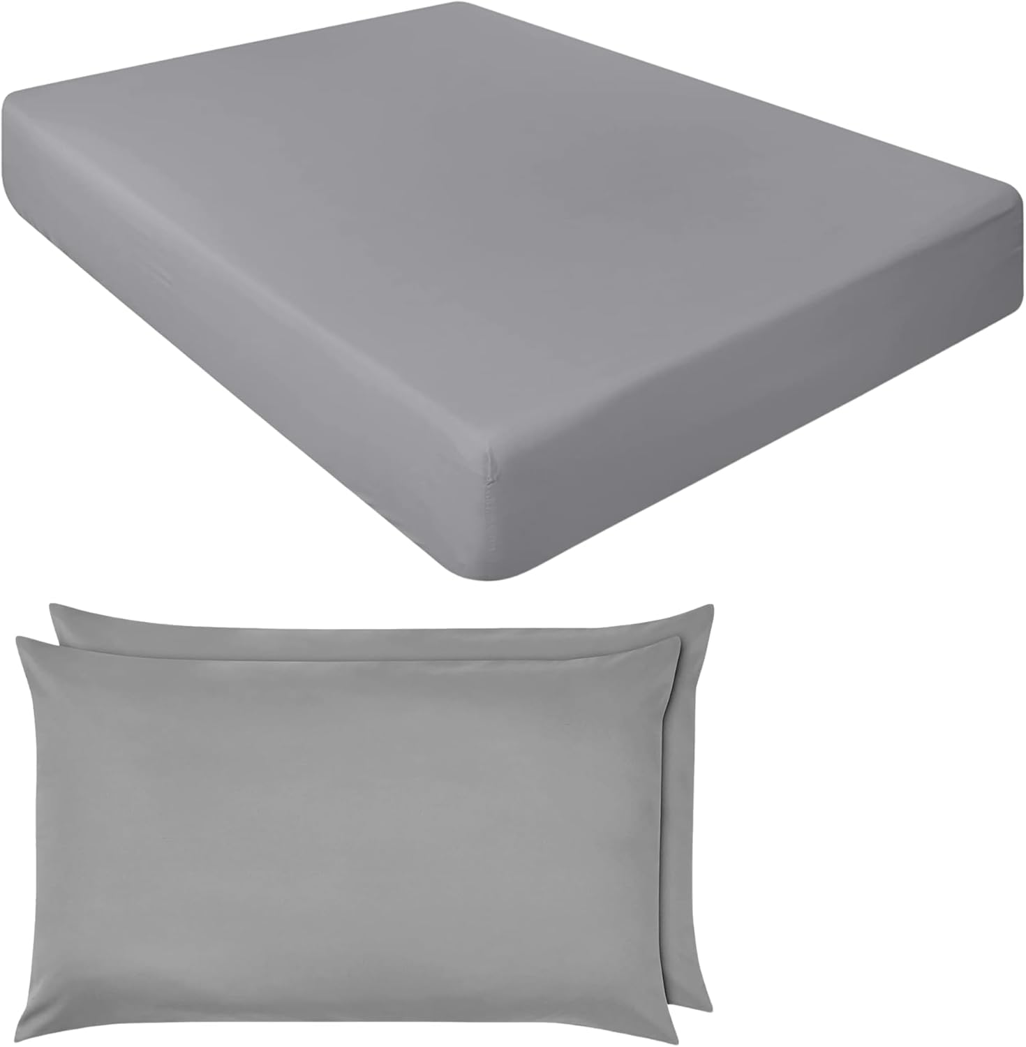 Niys Luxury Bedding Silver Extra Deep Fitted Sheets 16"/40Cm Deep Luxury Percale In 15 Colours (, King + Pillowcase Pair)