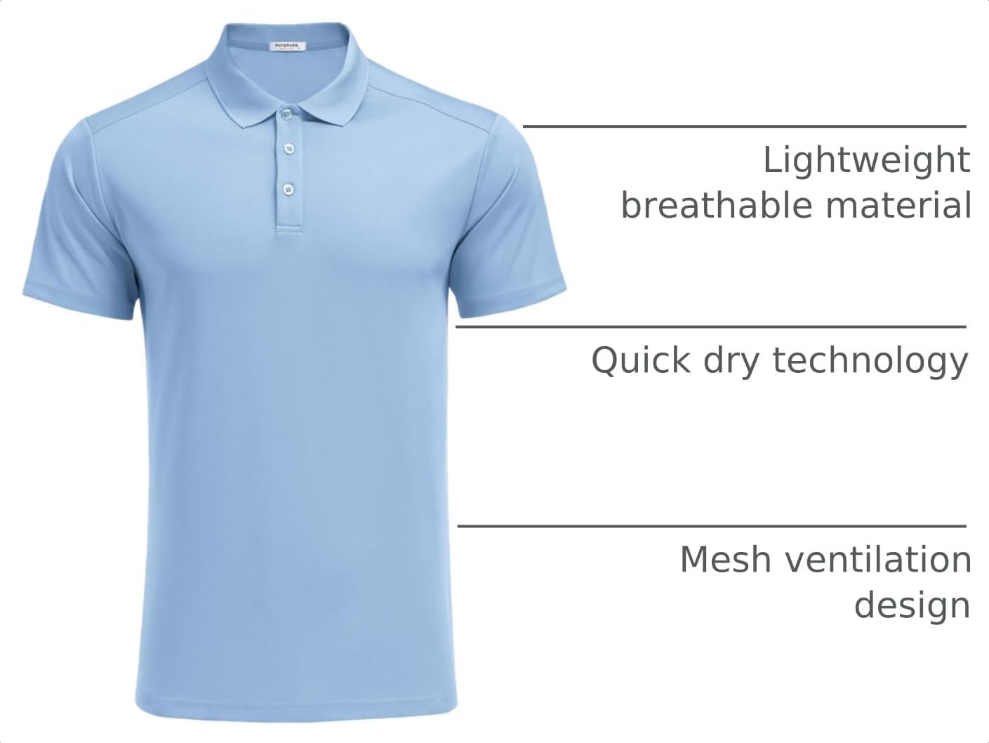PINSPARK Polo Shirts for Men, Short Sleeve Golf Polos, Quick Dry Slim Fit image 4