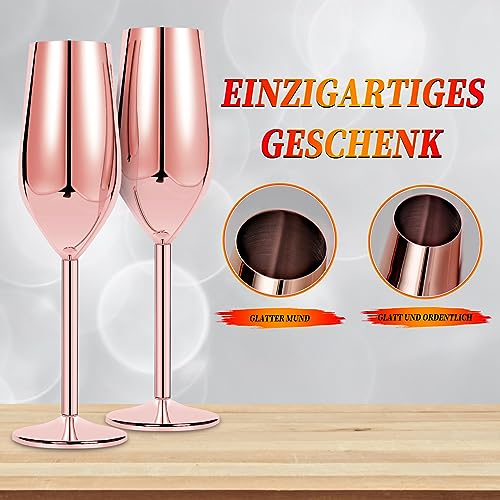 COBISOTORY Champagne Glasses Made of Stainless Steel, Pack of 2, Unique Gift for Birthdays, Weddings, Parties, Anniversaries, Anti-Fall, Bpa-Free, Stainless Steel Wine Glass, 210 Ml (Rose) by COBISTORY - Image 8