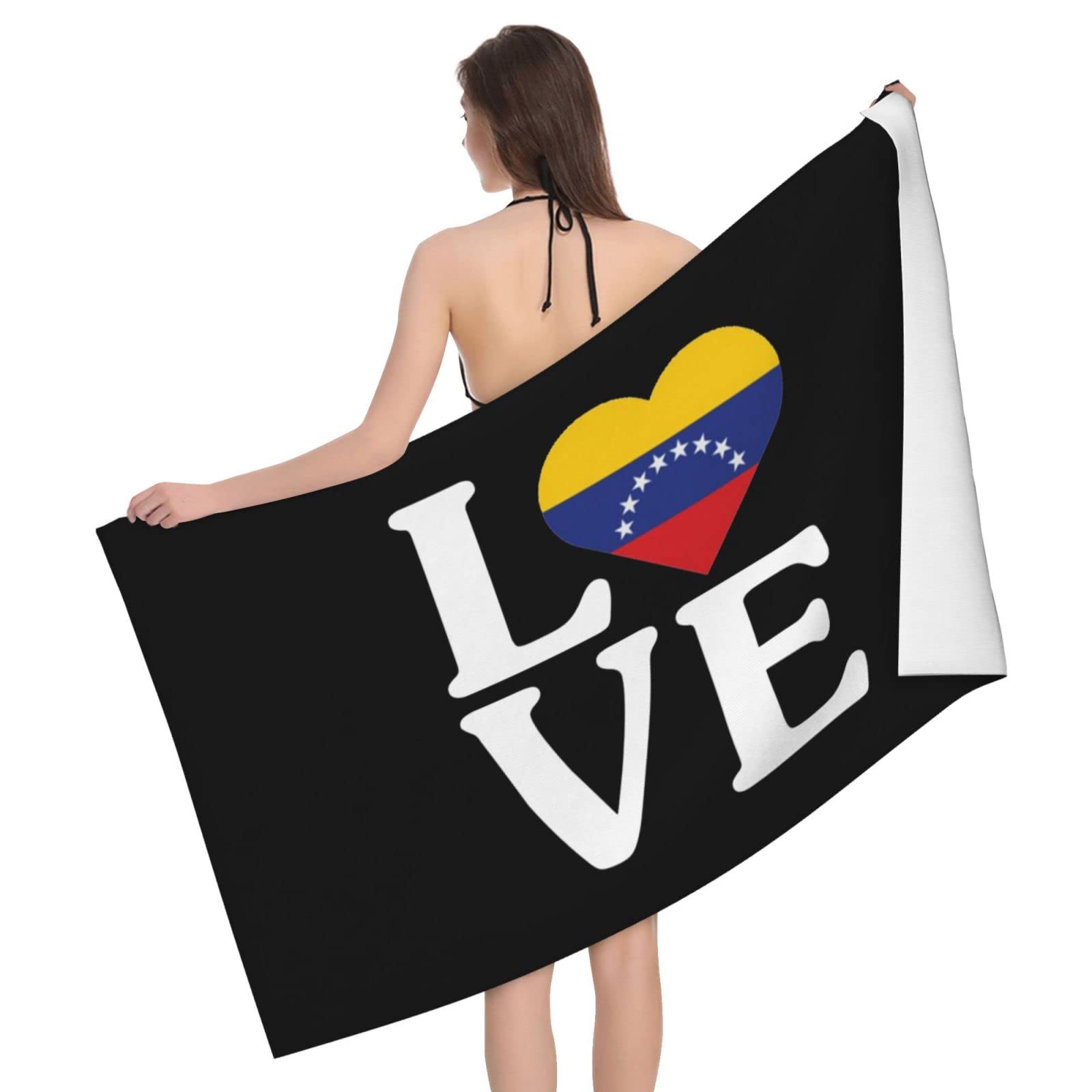 Lsjuee Love Venezuela Microfiber Bath Towel Absorb Water Quick Dry Bath Towel, for Beach, Swimming Pool, Camping