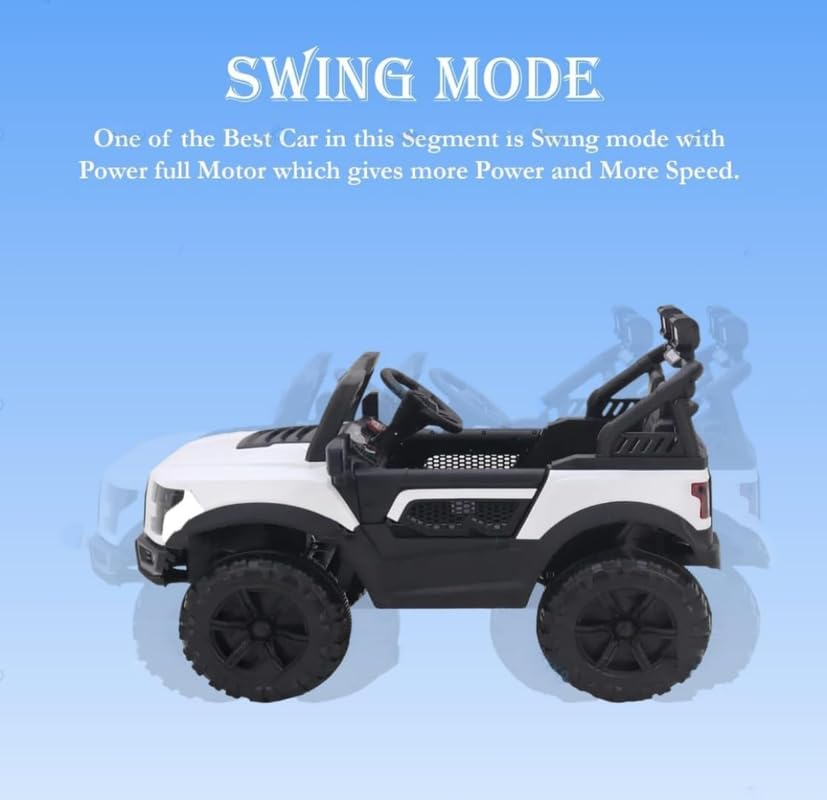 Image of SHAKYA WORLD POBO Battery Operated Jeep for Kids Ride on with Music & Light Electric Car Jeep, White