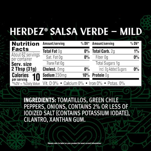 Image of HERDEZ Salsa Verde, Mild, 68 oz Jug - Tangy Green Tomatillo Salsa for Tacos, Enchiladas & Dips