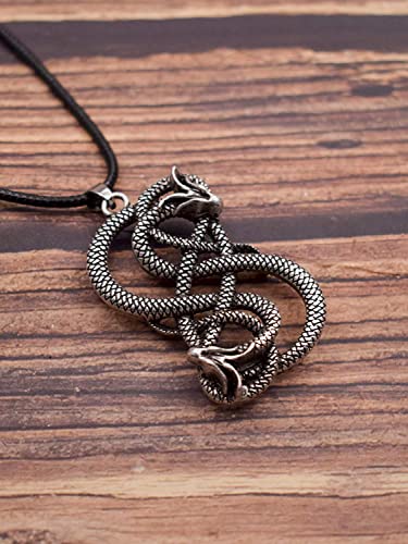 HAQUIL Snake Necklace, Norse Loki Snake Serpent Symbol Pendant, Viking Jewelry Gift for Men and Women3