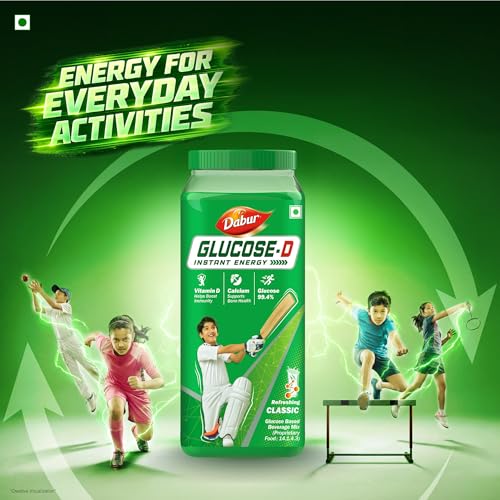 Image of Dabur Glucose-D Instant Energy Drink Powder - 1kg | Enriched with Vitamin D & Calcium | 99.4% Glucose Quick Energy Replenishment Formula | Easy to Mix Refreshing Drink