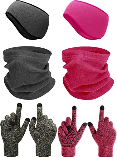 SATINIOR 6 Pieces Ear Warmer Headband Warmer Face Mask Fleece Neck Gaiter Touch Screen Winter Knit Gloves for Men and Women