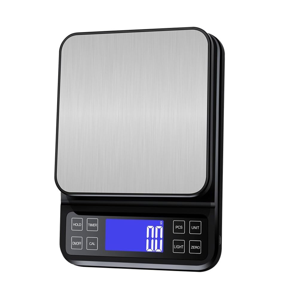 Báscula for Alimentos, báscula Digital de Cocina, Acero Inoxidable, Peso en Gramos, onzas, mililitros y Libras, Ideal for Preparar Comidas, cocinar y Hornear(5kg/0.1g)