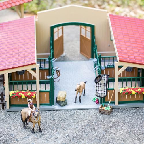 Image of Schleich Farm World - Stable with Horses and Accessories - Kids 3+ | 42195 | Farm Animal Figurine, Realistic Animal Toys, Barn Toy for Kids 3+, Screen-Free Imaginative Pretend Play, Montessori