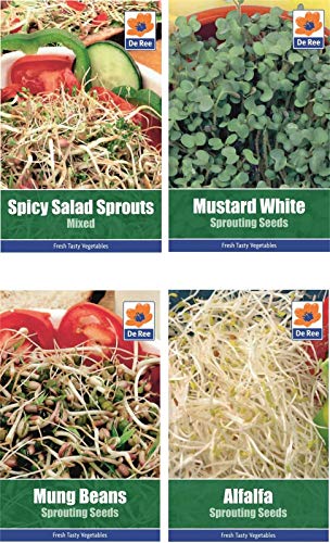GETSO Seeds Package Not Plants: 4 Packets Of Sprouting -, Mung Beans, White, Spicy Salad