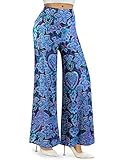 Arolina Women's Stretchy Wide Leg Palazzo Lounge Pants (Floral1,XL)