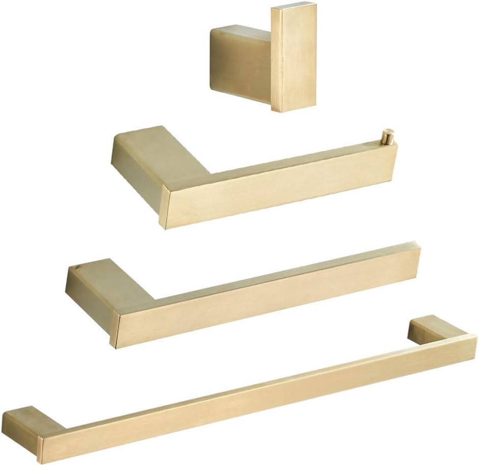 WOLIBEER Brushed Gold Bathroom Accessory Sets, Includes Towel Hook