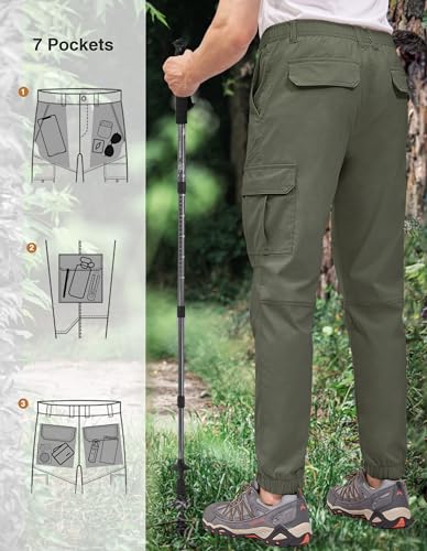 Pantalon cargo de randonnée vert 52 homme coupe jogging extensible imperméable - 2
