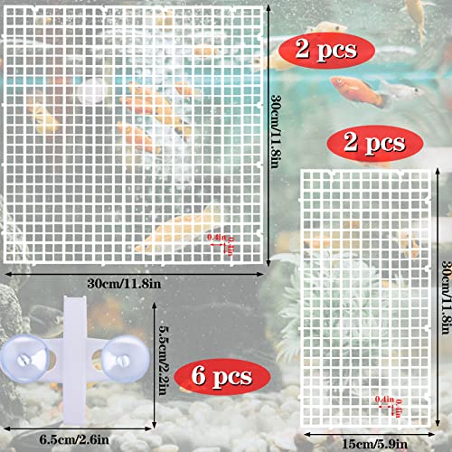 Obangong 4 Pcs Aquarium Grid Divider Tray Egg Crate Grid Louvre Aquarium Fish Tank Divider 12X12 Inch Bottom Isolation Board For Mixed Breeding With 6 Pcs Sucker Clip,Hole Diameter 0.4Inch #TOP1