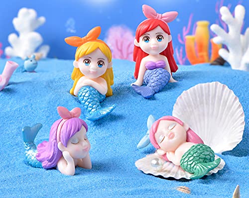Exasinine 8 Pcs Cute Miniature Mermaid Figurines, Mini Mermaid Figurines Cake Topper Set For Crafts, Succulent Planter, Moss Landscape Diy Terrarium #TOP4