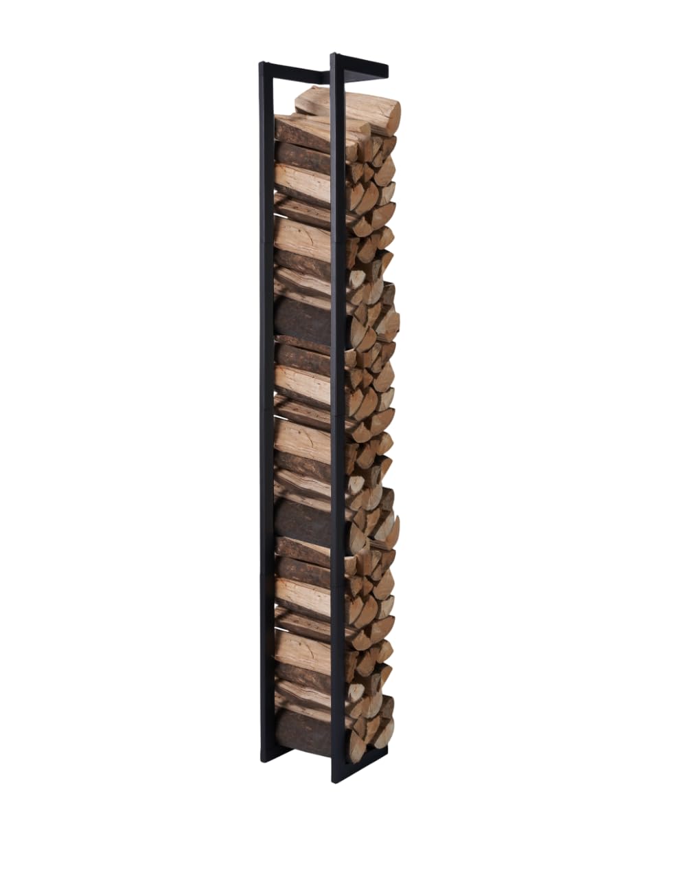 Kaminholzregal wandmodell hängend + Tragetasche - Innen und Außen - Feuerholzregal - Brennholzregal - Holzaufbewahrung - Metall (25x25x196cm)